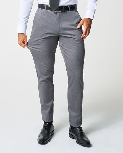 Athletic Fit Stretch Suit Pants - Shadow Grey Plaid | State & Liberty Suits|Bottoms