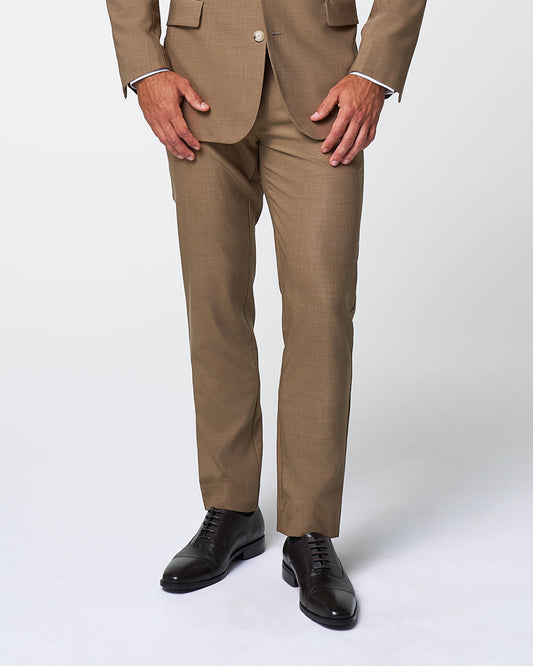 Athletic Fit Stretch Suit Pants - Heathered Cappuccino | State & Liberty Suits|Bottoms