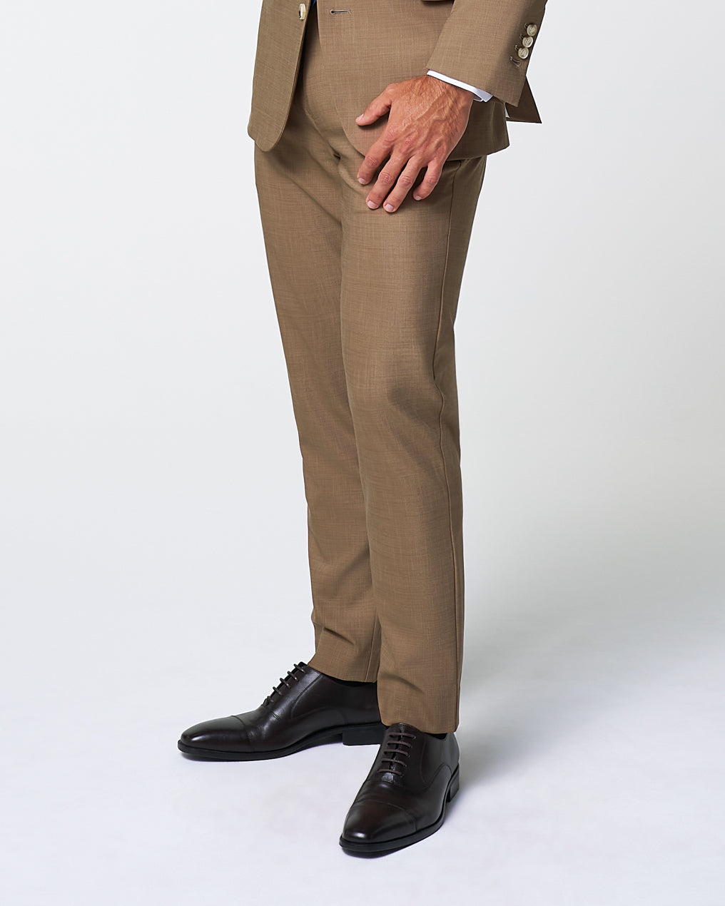 Athletic Fit Stretch Suit Pants - Heathered Cappuccino | State & Liberty Suits|Bottoms