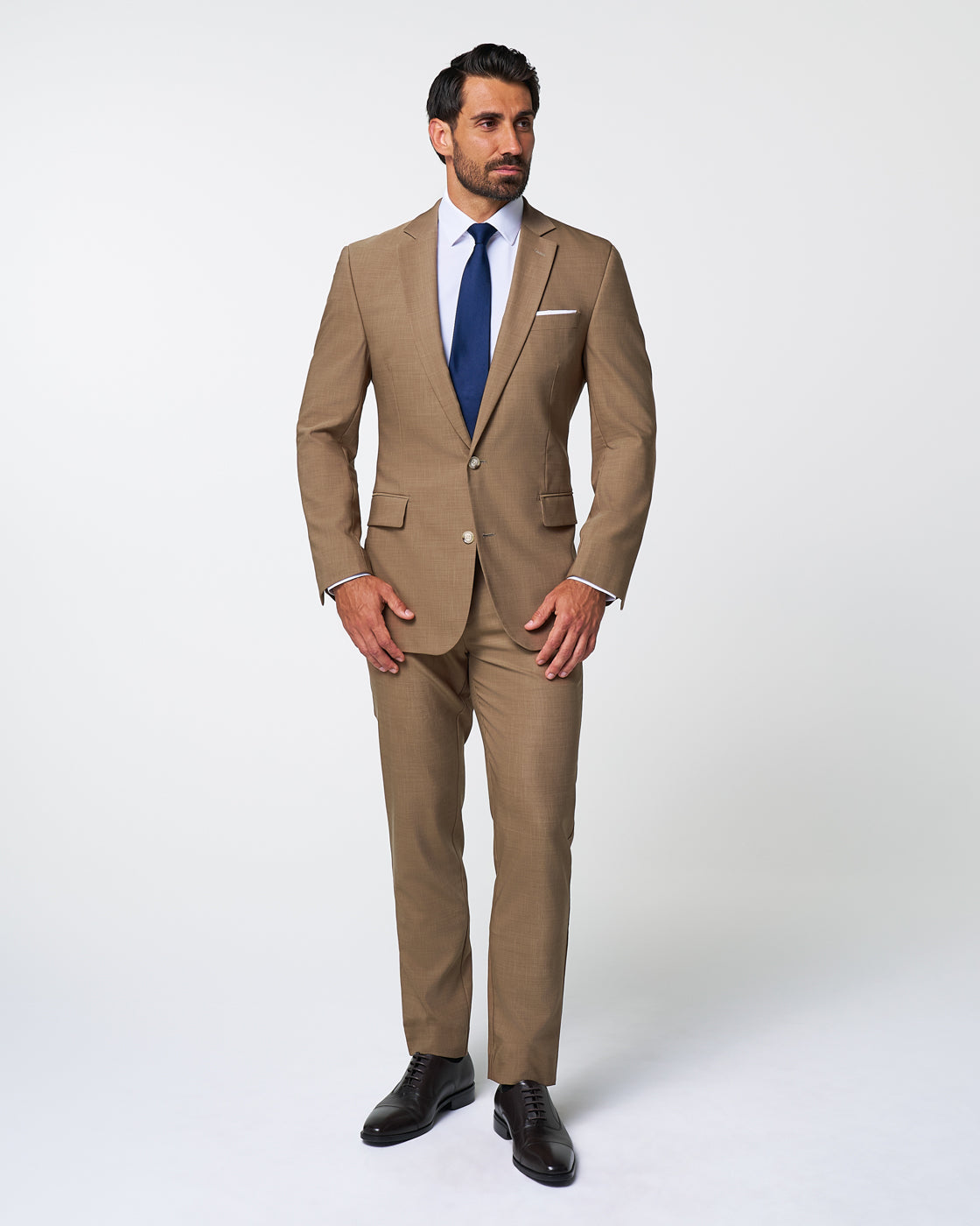 Athletic Fit Stretch Suit Pants - Heathered Cappuccino | State & Liberty Suits|Bottoms