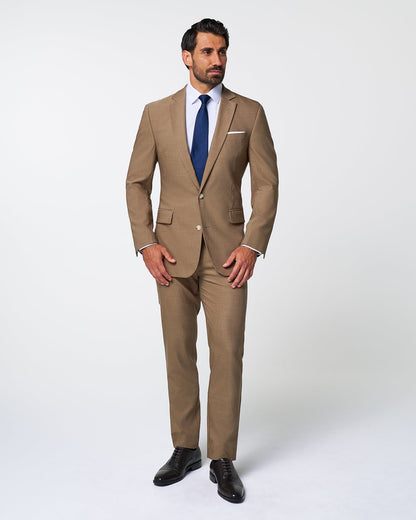 Athletic Fit Stretch Suit Pants - Heathered Cappuccino | State & Liberty Suits|Bottoms