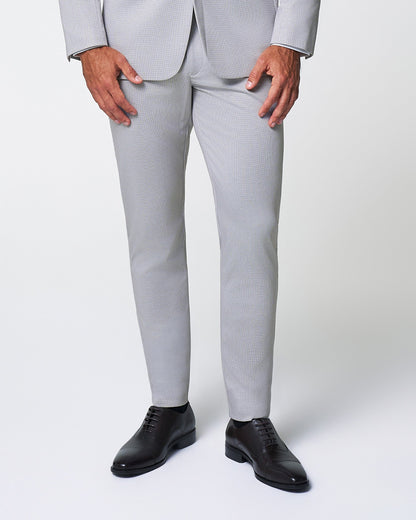 Brushed Tech Suit Pant - Light Grey Microcheck | State & Liberty Suits|Bottoms