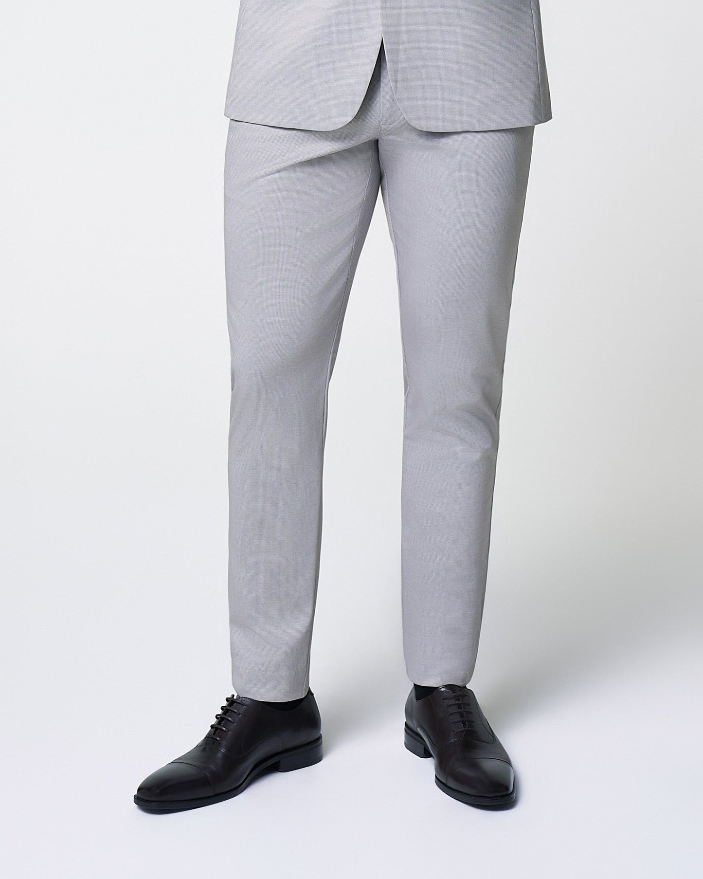Brushed Tech Suit Pant - Light Grey Microcheck | State & Liberty Suits|Bottoms