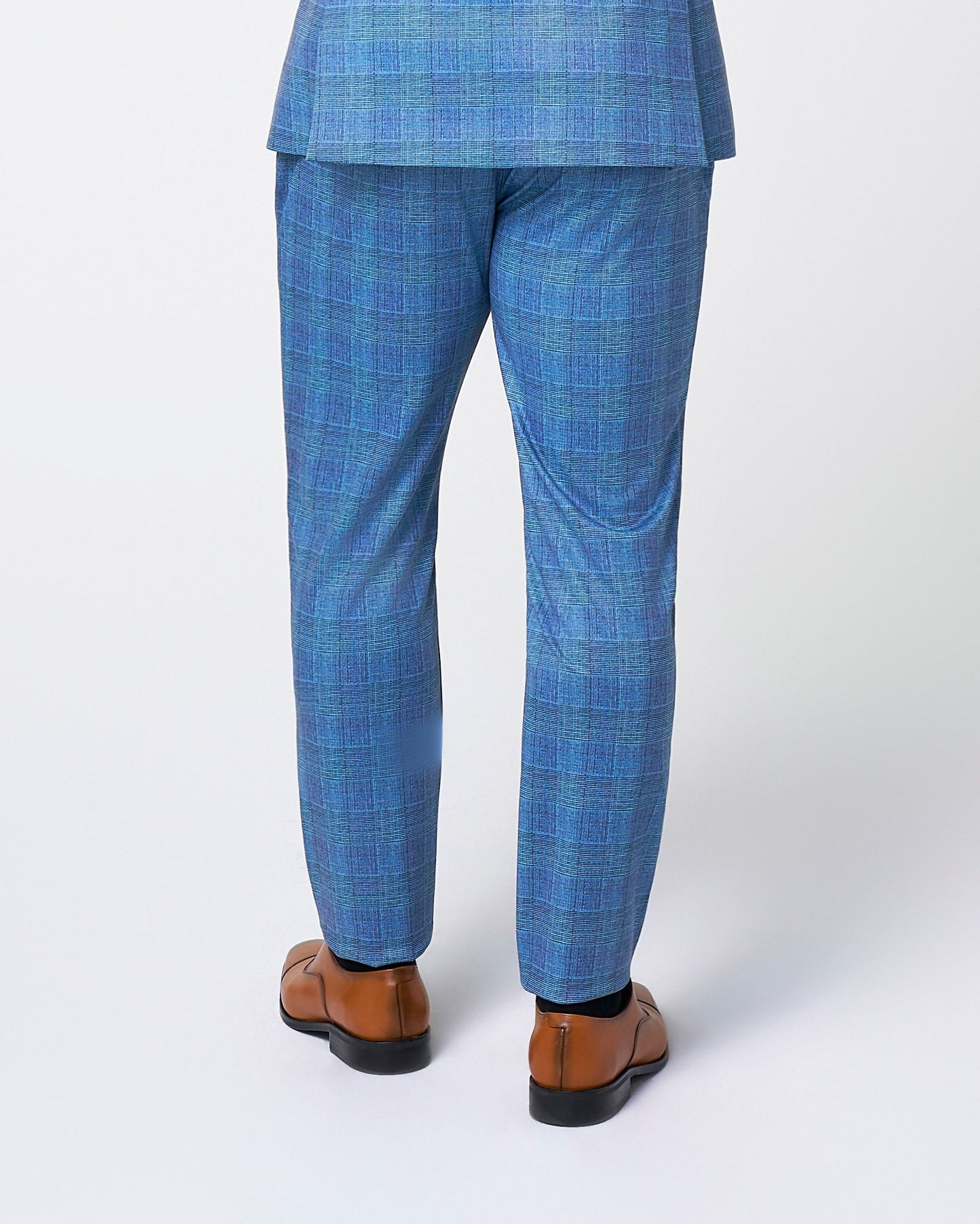 Brushed Tech Suit Pant - Electric Blue Plaid | State & Liberty Suits|Bottoms