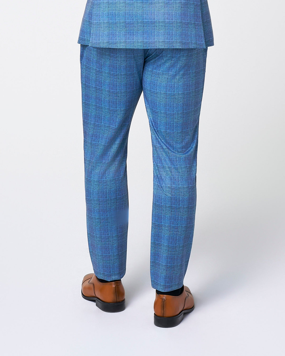 Brushed Tech Suit Pant - Electric Blue Plaid | State & Liberty Suits|Bottoms