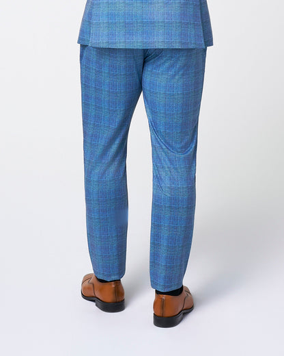 Brushed Tech Suit Pant - Electric Blue Plaid | State & Liberty Suits|Bottoms