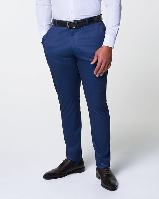 Athletic Fit Stretch Suit Pants - Navy & White Stripe | State & Liberty Suits|Bottoms