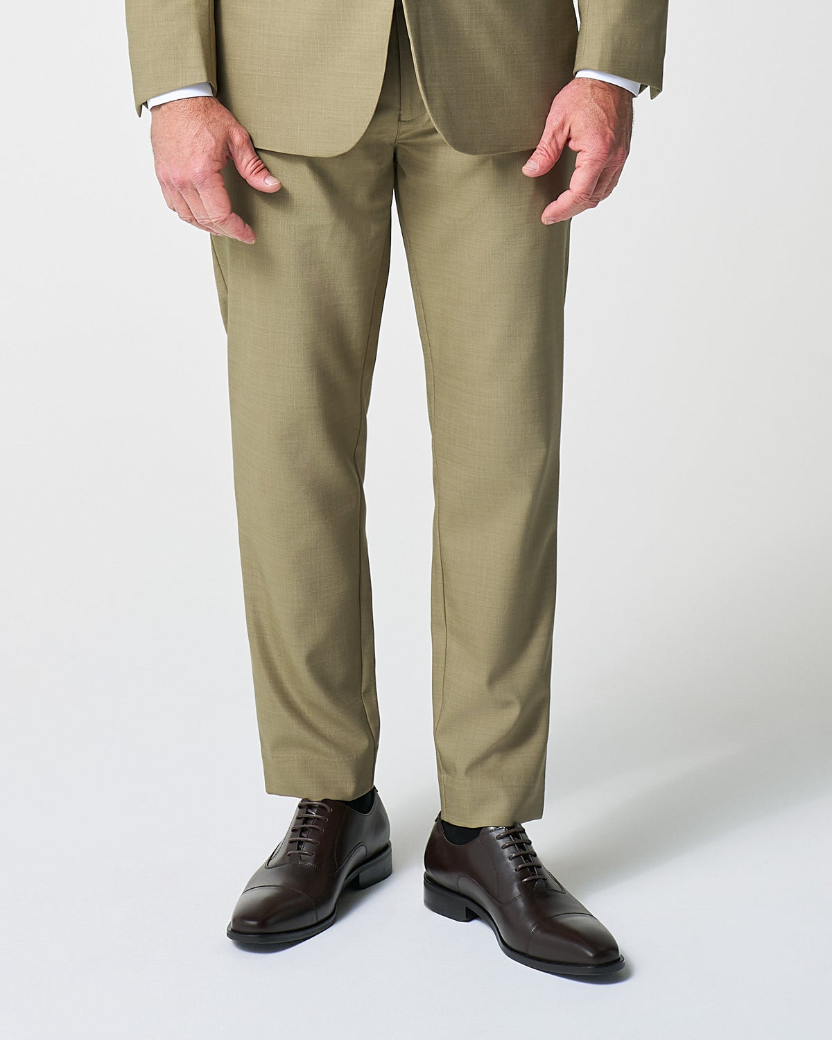 Athletic Fit Stretch Suit Pants - Heathered Olive | State & Liberty Suits|Bottoms