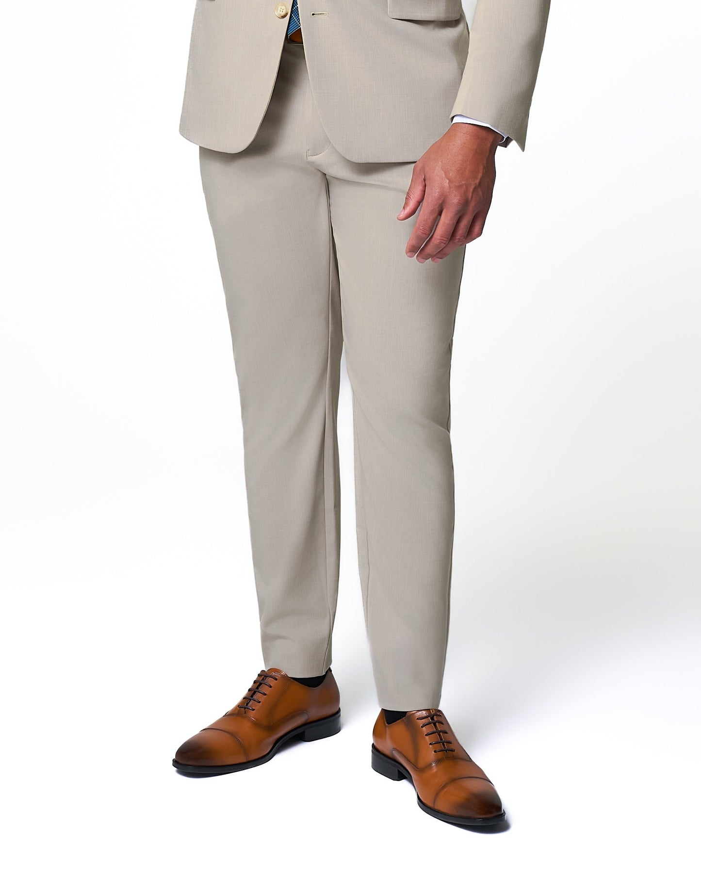 Athletic Fit Stretch Suit Pants - Heathered Stone | State & Liberty Suits|Bottoms