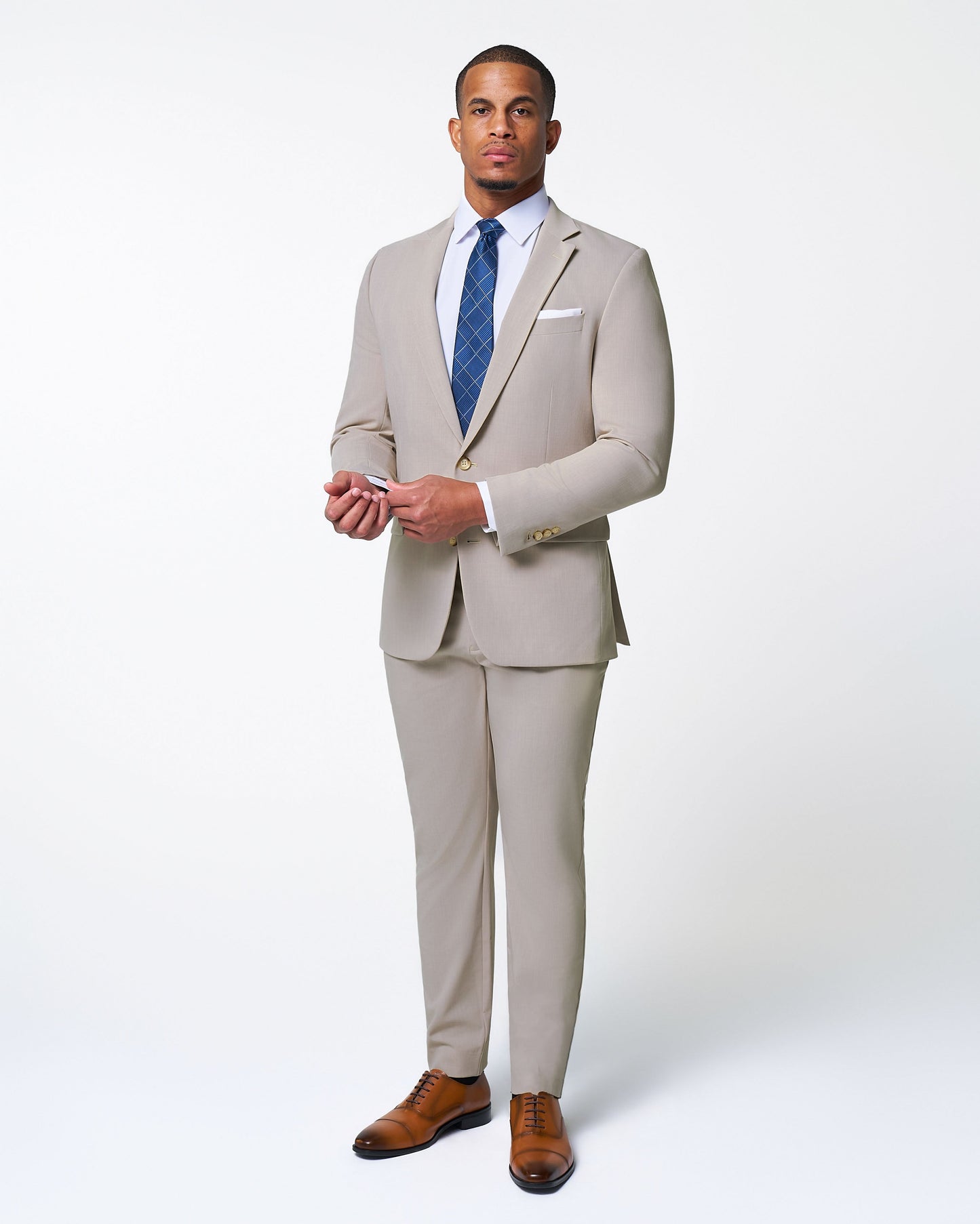 Athletic Fit Stretch Suit Pants - Heathered Stone | State & Liberty Suits|Bottoms