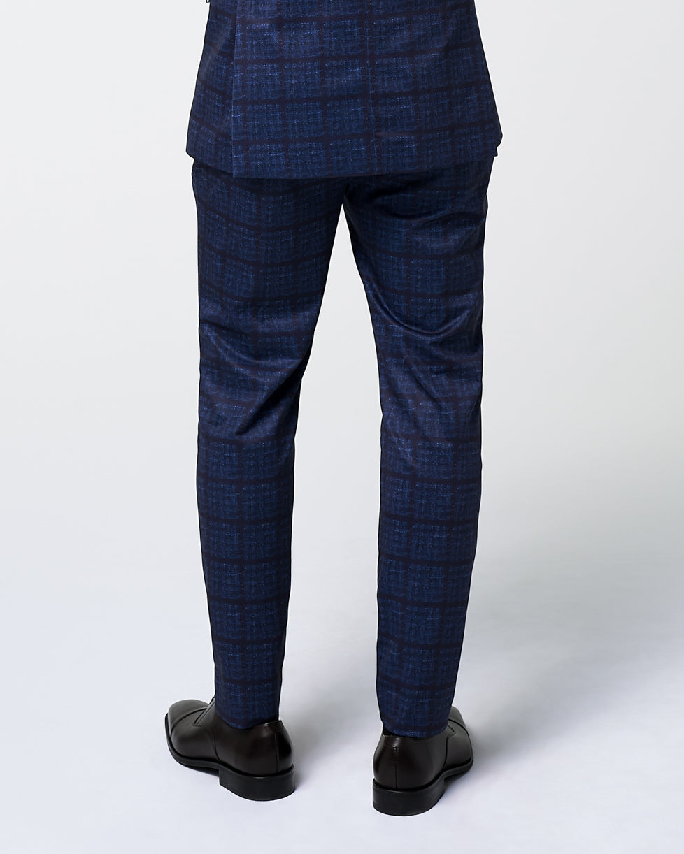 Athletic Fit Stretch Suit Pants - Navy & Maroon Windowpane | State & Liberty Suits|Bottoms