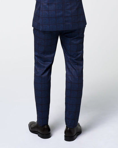 Athletic Fit Stretch Suit Pants - Navy & Maroon Windowpane | State & Liberty Suits|Bottoms