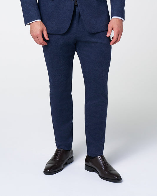Athletic Fit Stretch Wool Suit Pants - Navy Herringbone | State & Liberty Suits|Bottoms