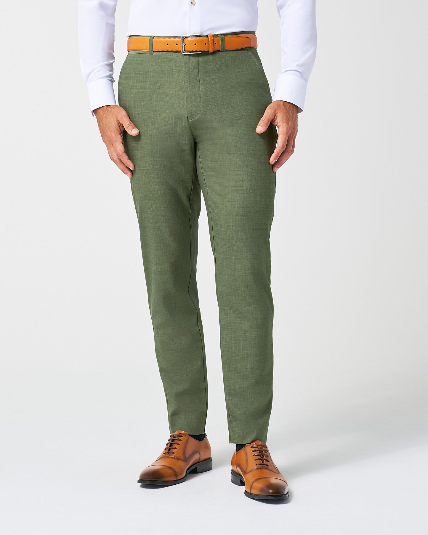 Athletic Fit Stretch Pants - Heathered Forest Green | State & Liberty Suits|Bottoms