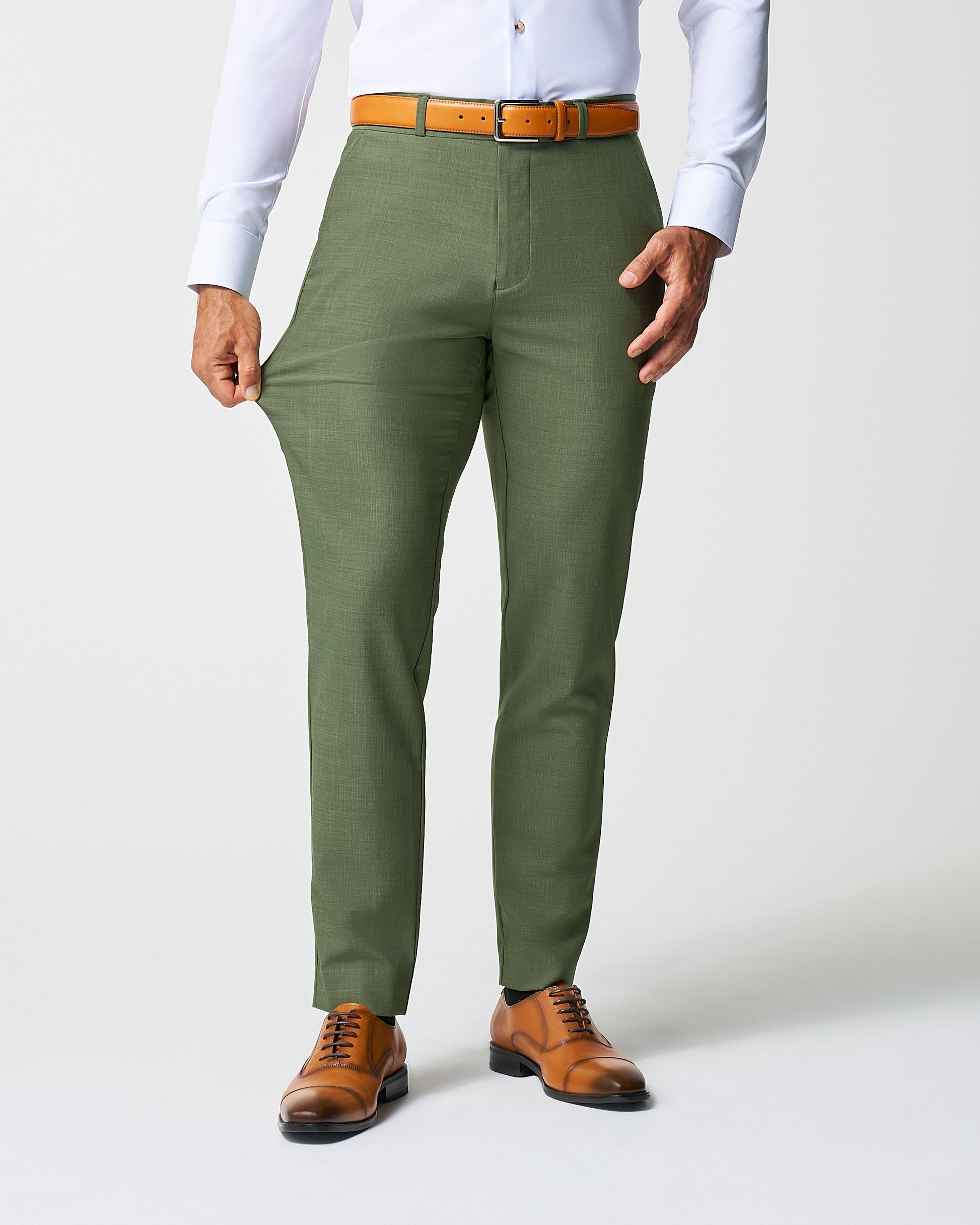 Athletic Fit Stretch Pants - Heathered Forest Green | State & Liberty Suits|Bottoms