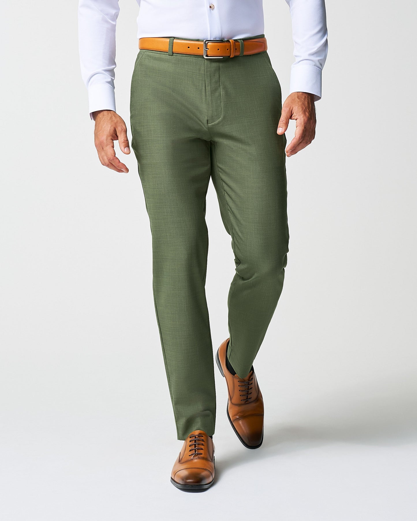 Athletic Fit Stretch Pants - Heathered Forest Green | State & Liberty Suits|Bottoms