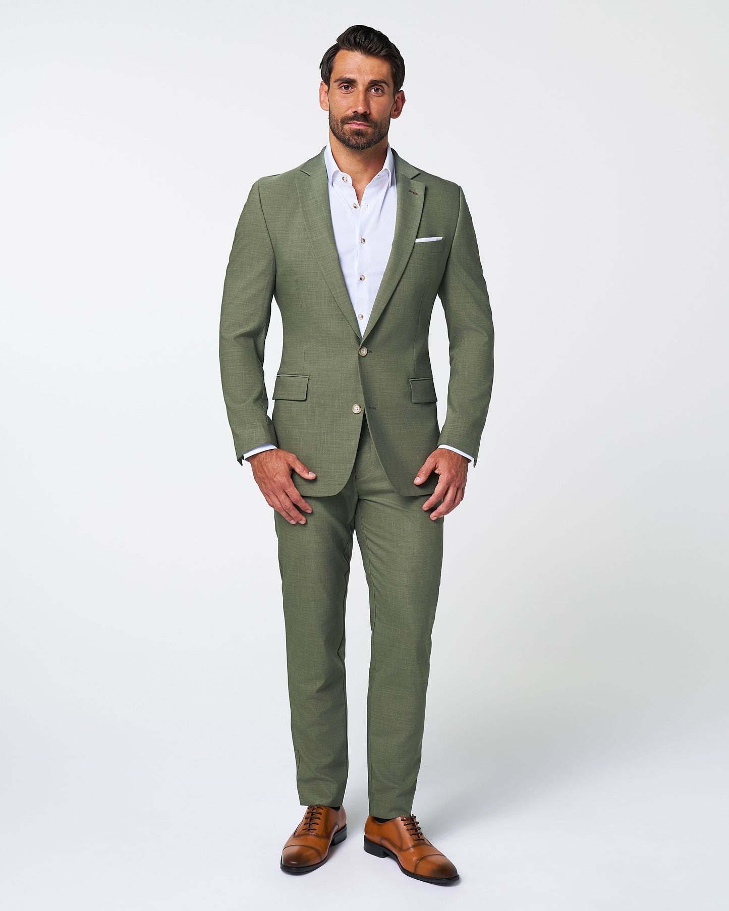 Athletic Fit Stretch Pants - Heathered Forest Green | State & Liberty Suits|Bottoms