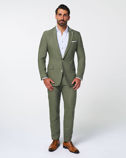 Athletic Fit Stretch Pants - Heathered Forest Green | State & Liberty Suits|Bottoms