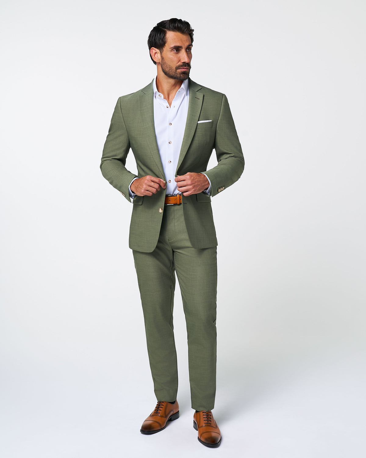 Athletic Fit Stretch Pants - Heathered Forest Green | State & Liberty Suits|Bottoms