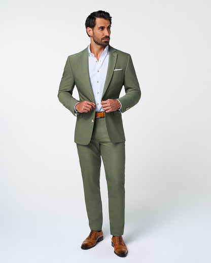 Athletic Fit Stretch Pants - Heathered Forest Green | State & Liberty Suits|Bottoms