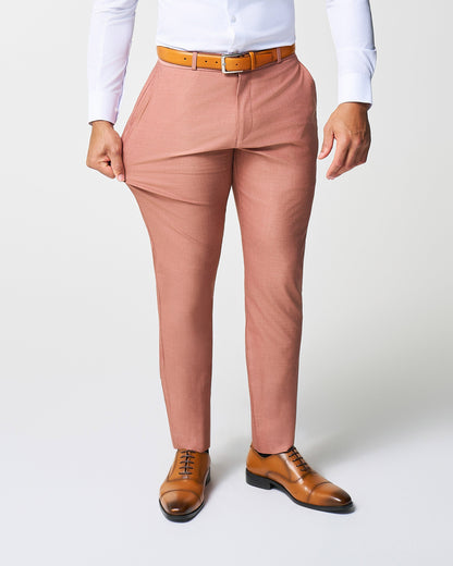 Athletic Fit Stretch Suit Pants - Heathered Salmon | State & Liberty Suits|Bottoms