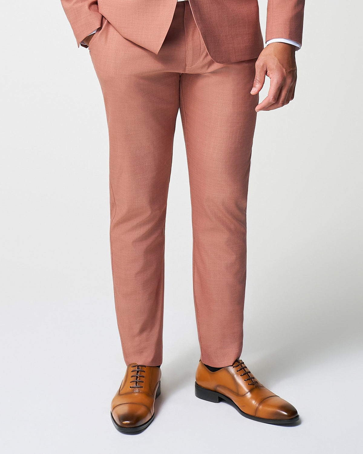 Athletic Fit Stretch Suit Pants - Heathered Salmon | State & Liberty Suits|Bottoms
