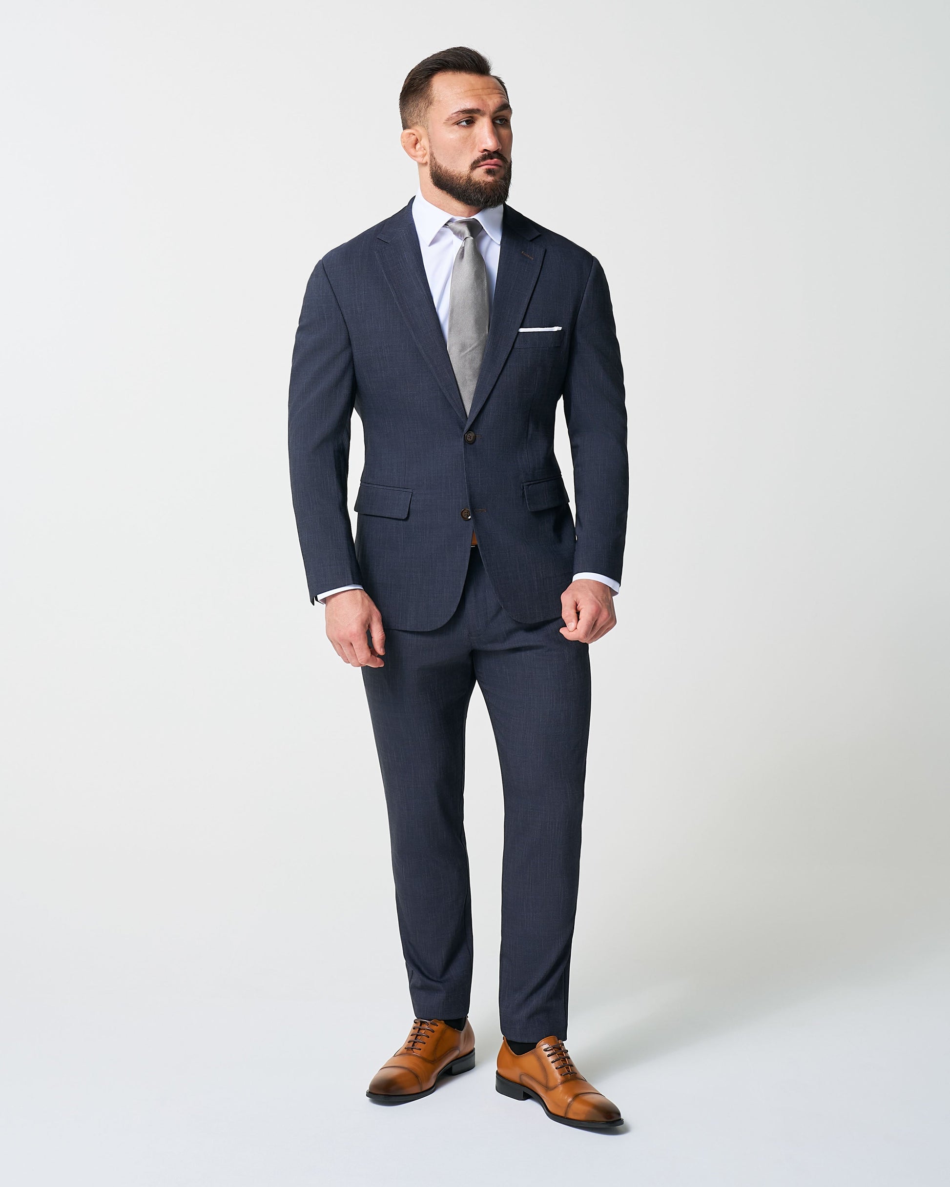 Athletic Fit Stretch Suit Pants - Heathered Midnight Navy | State & Liberty Suits|Bottoms