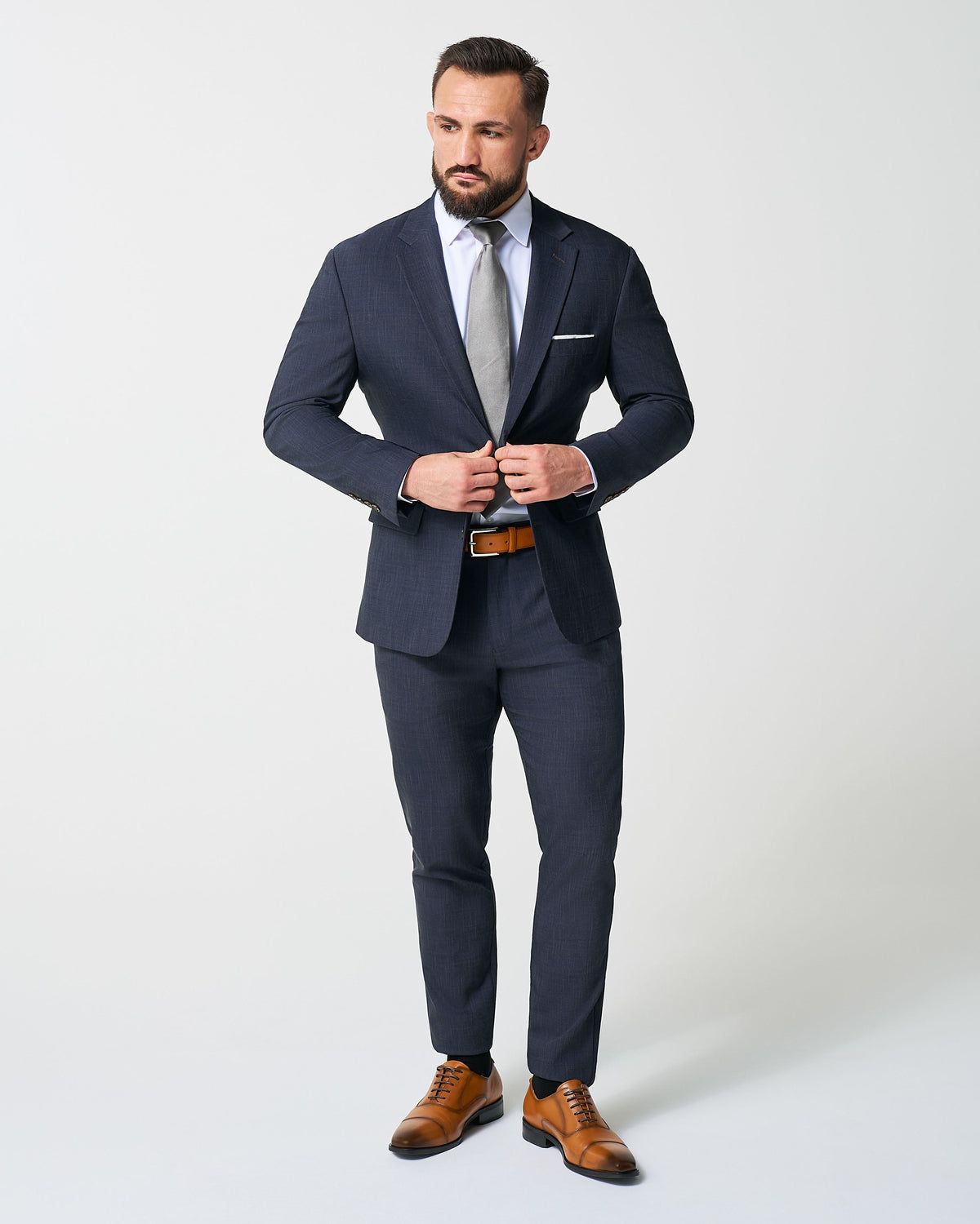 Athletic Fit Stretch Suit Pants - Heathered Midnight Navy | State & Liberty Suits|Bottoms