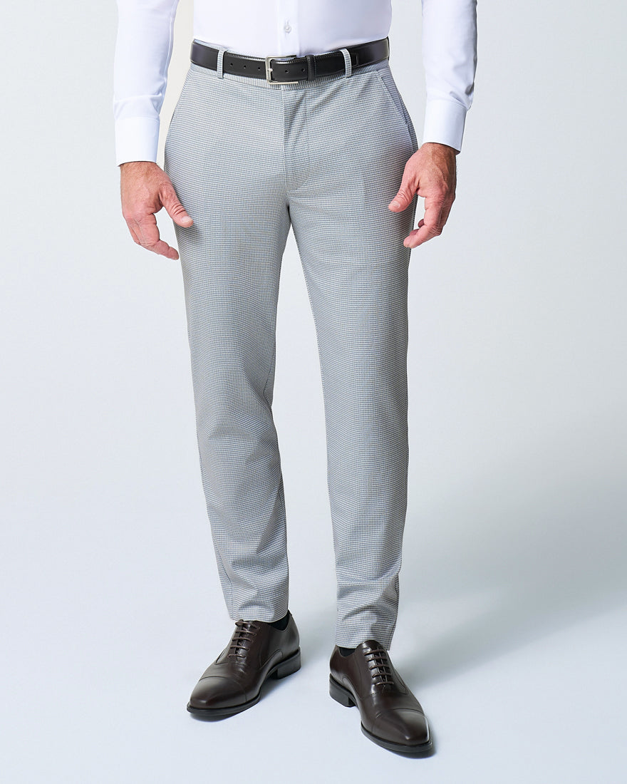Athletic Fit Stretch Suit Pants - Grey Houndstooth Microcheck | State & Liberty Suits|Bottoms