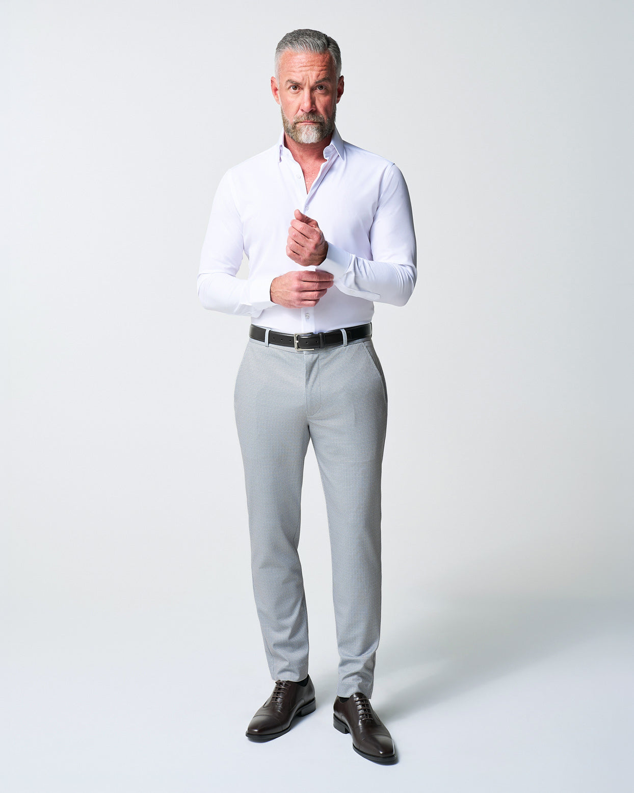 Athletic Fit Stretch Suit Pants - Grey Houndstooth Microcheck | State & Liberty Suits|Bottoms
