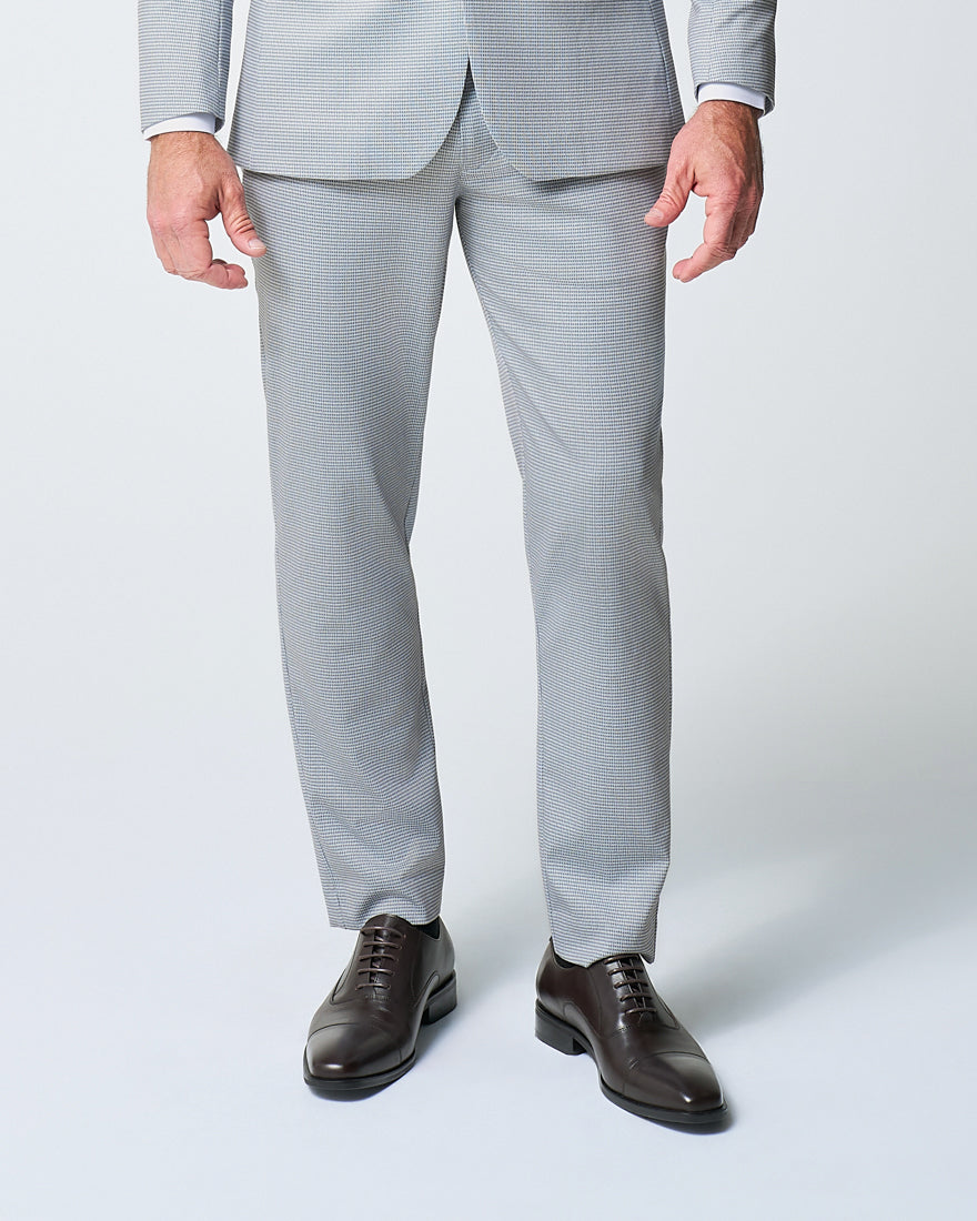 Athletic Fit Stretch Suit Pants - Grey Houndstooth Microcheck | State & Liberty Suits|Bottoms