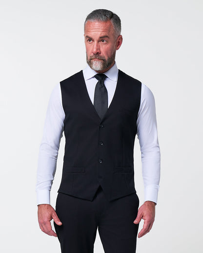 Athletic Fit Stretch Suit Vest - Black | State & Liberty Suits