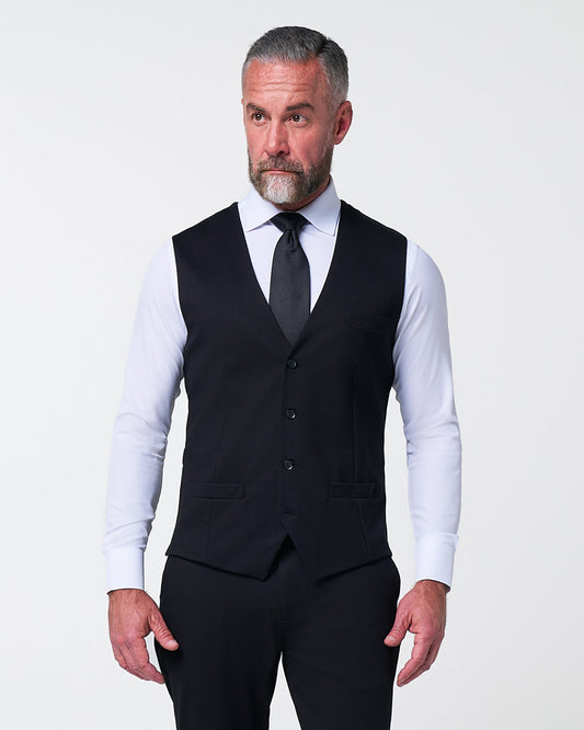 Athletic Fit Stretch Suit Vest - Black | State & Liberty Suits