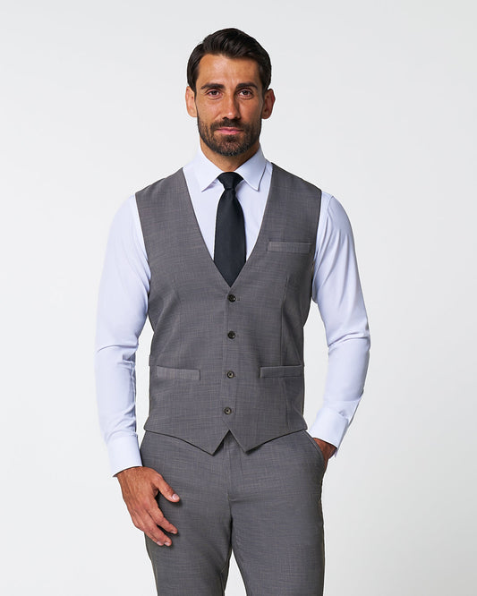 Athletic Fit Stretch Suit Vest - Heathered Grey | State & Liberty Suits