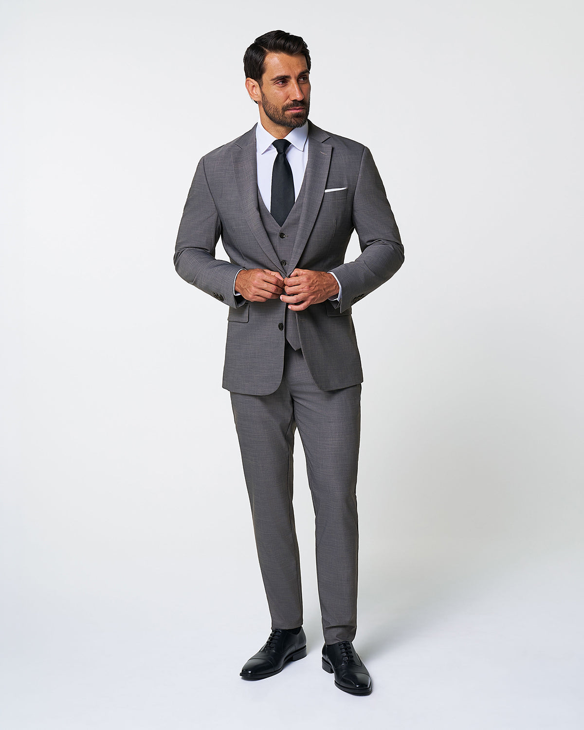 Athletic Fit Stretch Suit Vest - Heathered Grey | State & Liberty Suits