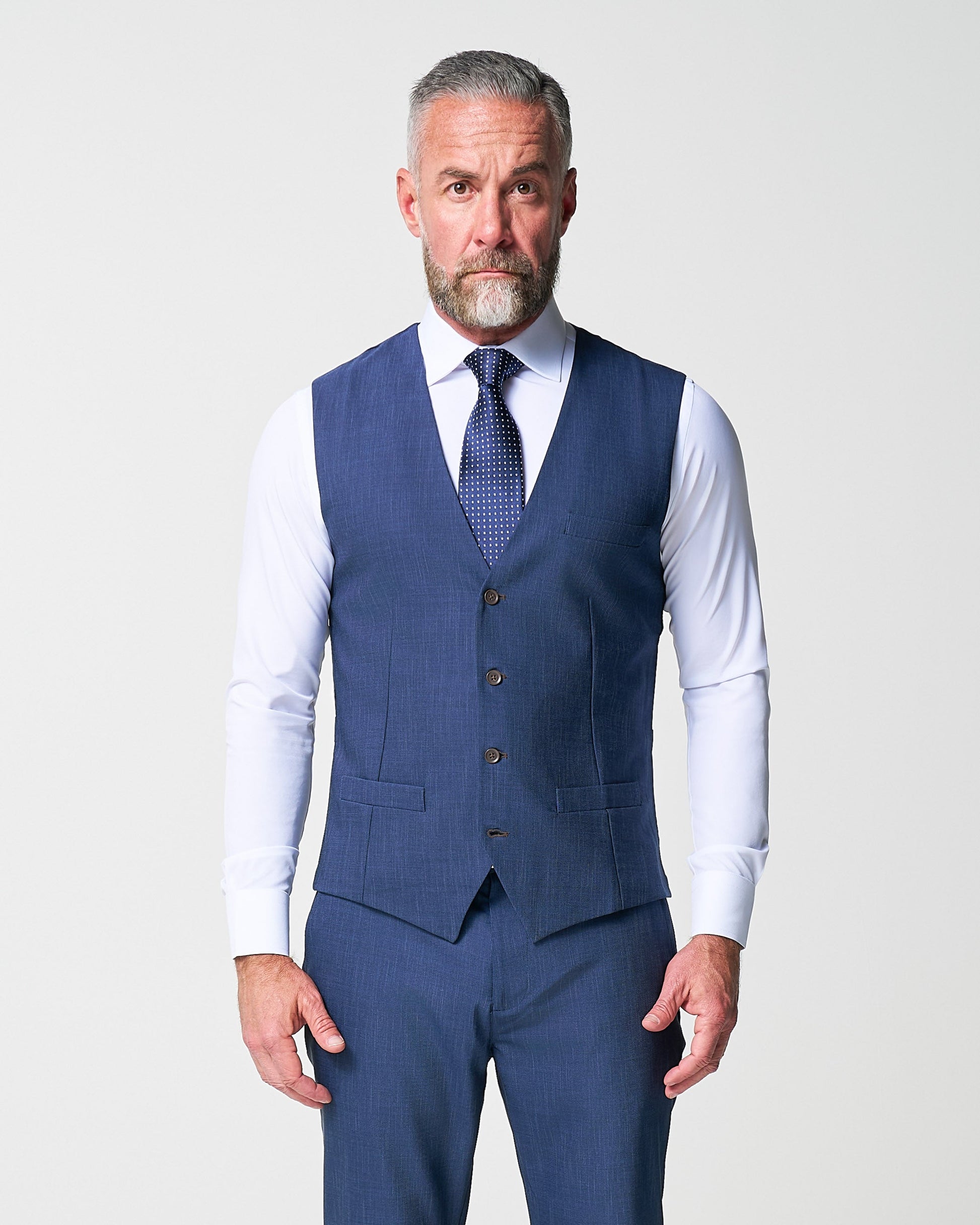 Athletic Fit Stretch Suit Vest - Heathered Navy | State & Liberty Suits