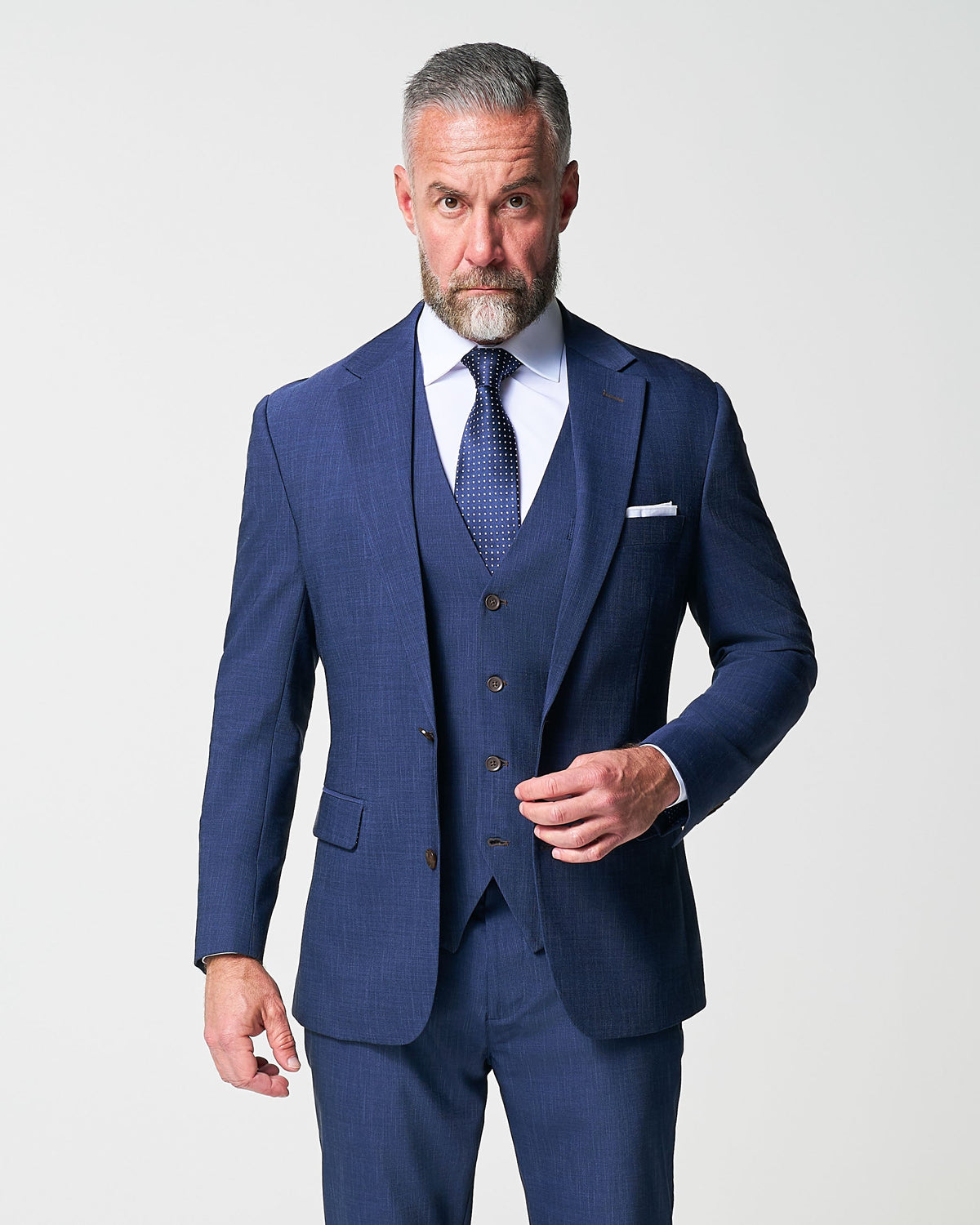 Athletic Fit Stretch Suit Vest - Heathered Navy | State & Liberty Suits