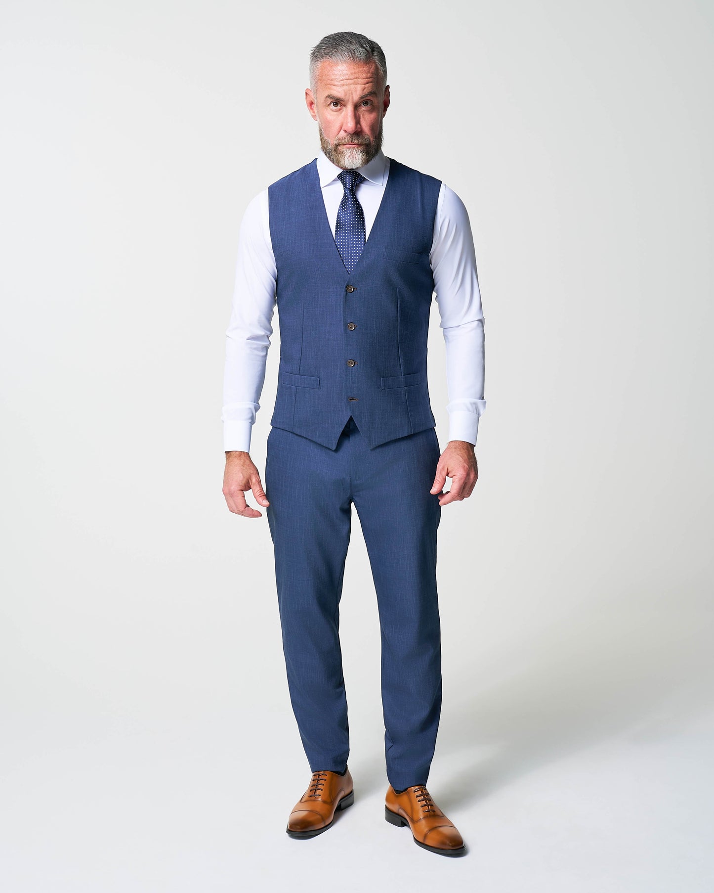 Athletic Fit Stretch Suit Vest - Heathered Navy | State & Liberty Suits