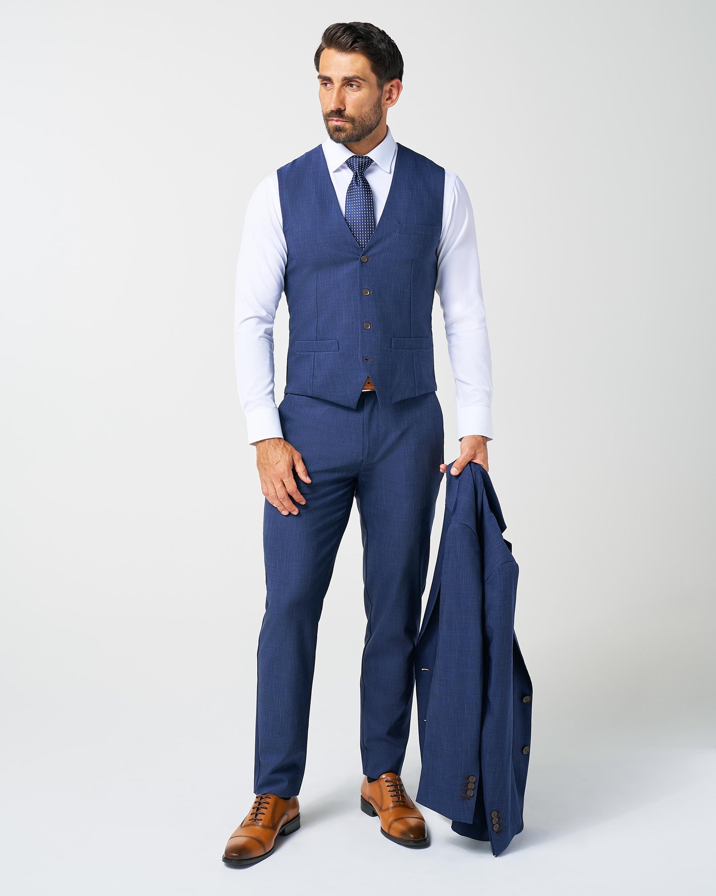 Athletic Fit Stretch Suit Vest - Heathered Navy | State & Liberty Suits