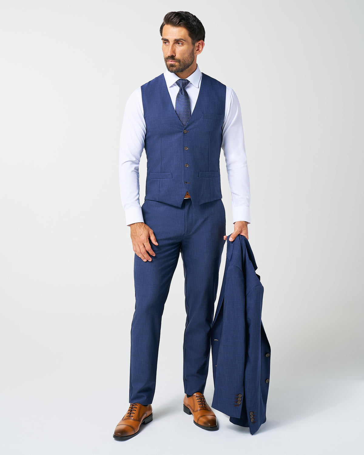 Athletic Fit Stretch Suit Vest - Heathered Navy | State & Liberty Suits