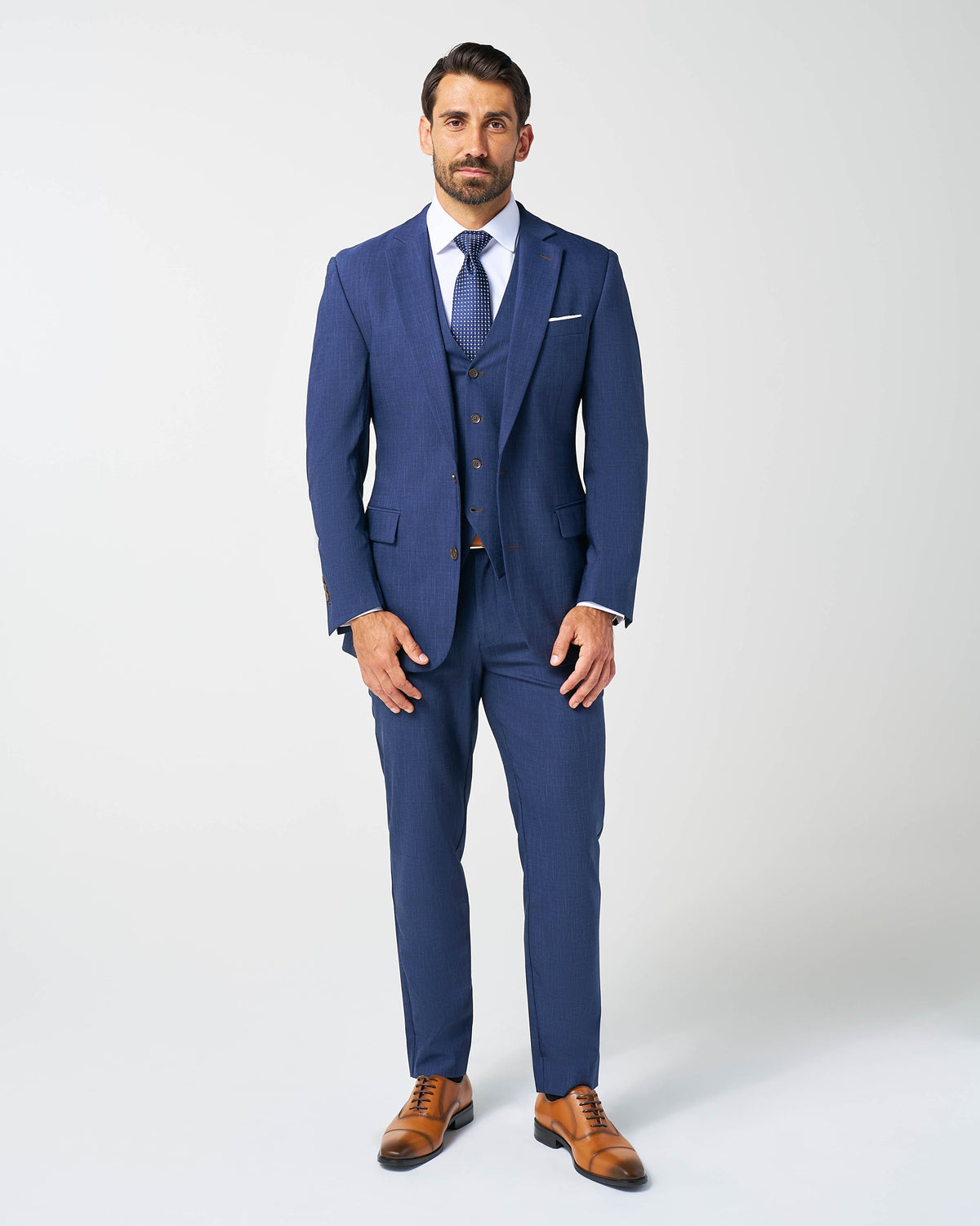 Athletic Fit Stretch Suit Vest - Heathered Navy | State & Liberty Suits
