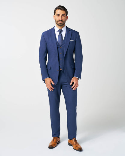 Athletic Fit Stretch Suit Vest - Heathered Navy | State & Liberty Suits