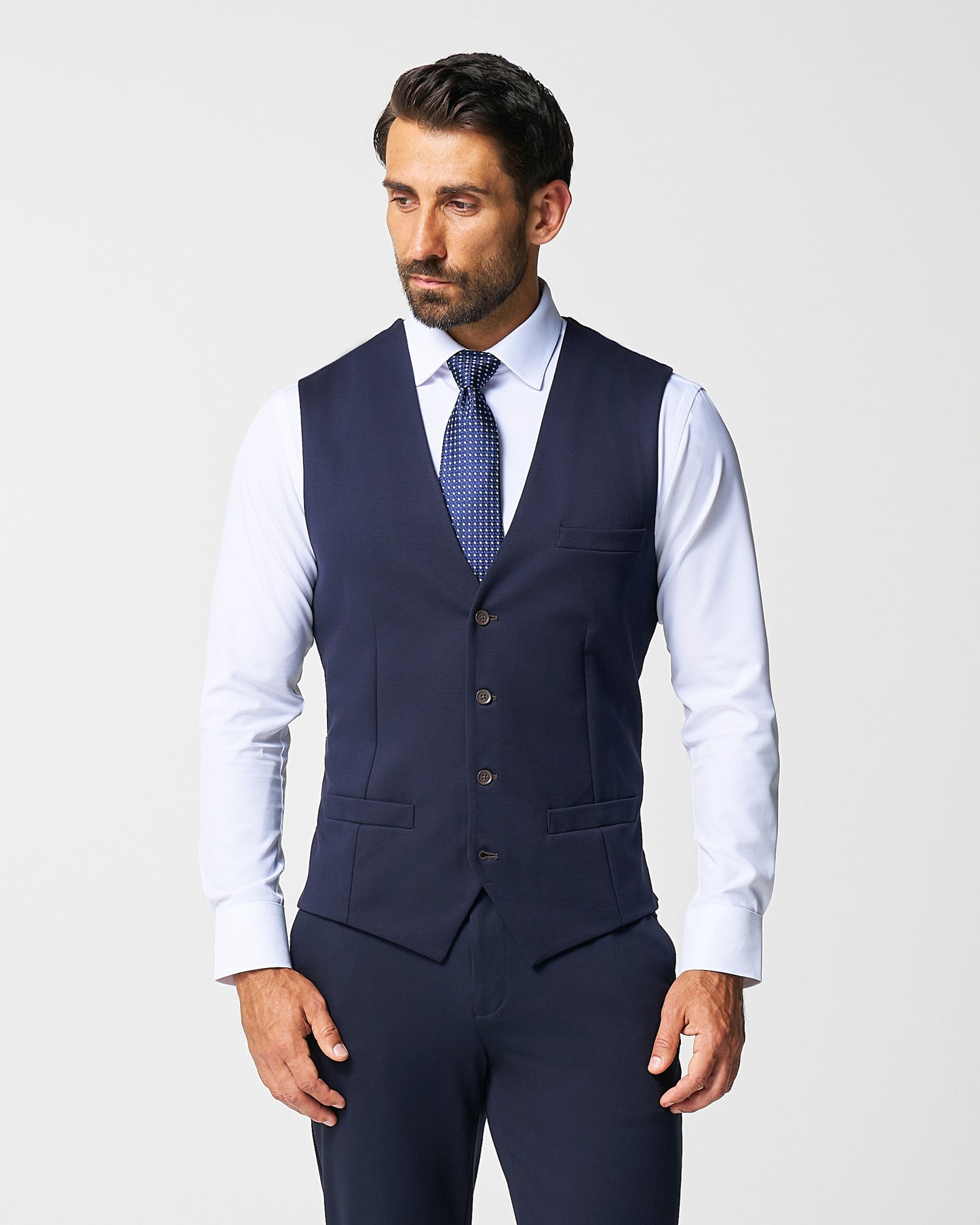 Athletic Fit Stretch Suit Vest - Navy | State & Liberty Suits