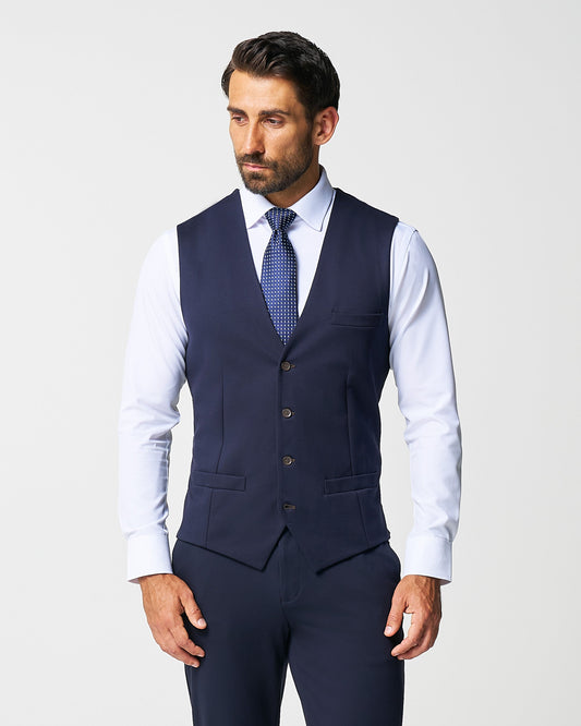 Athletic Fit Stretch Suit Vest - Navy | State & Liberty Suits