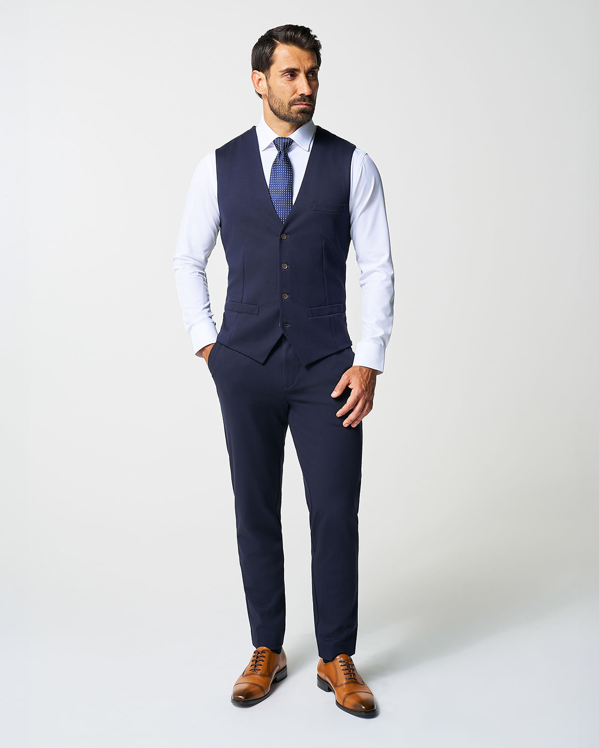 Athletic Fit Stretch Suit Vest - Navy | State & Liberty Suits