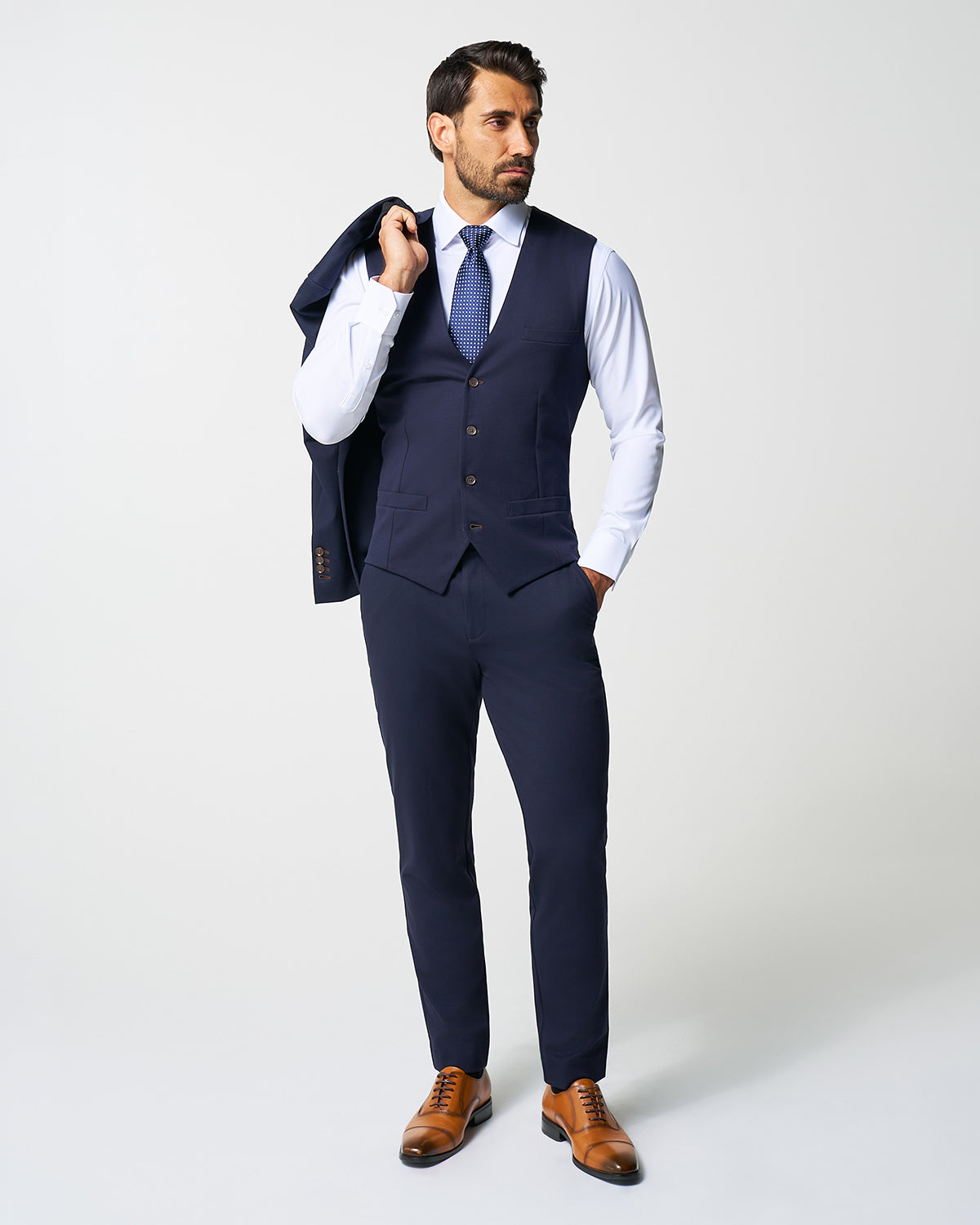 Athletic Fit Stretch Suit Vest - Navy | State & Liberty Suits