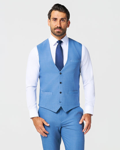 Athletic Fit Stretch Suit Vest - Heathered Light Blue | State & Liberty Suits