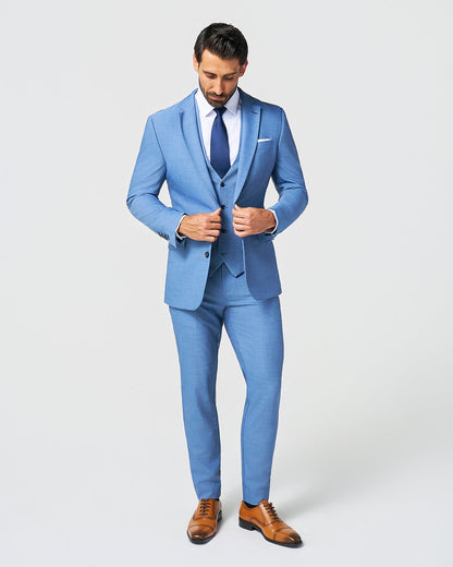 Athletic Fit Stretch Suit Vest - Heathered Light Blue | State & Liberty Suits