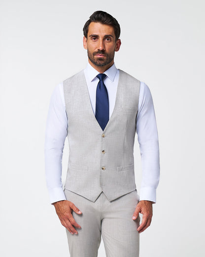 Athletic Fit Stretch Suit Vest - Lightweight Heathered Light Grey | State & Liberty Suits