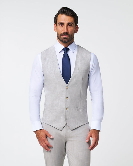Athletic Fit Stretch Suit Vest - Lightweight Heathered Light Grey | State & Liberty Suits